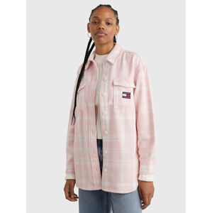 Tommy Jeans dámská růžová košile CHECK OVERSHIRT - S (0JX)